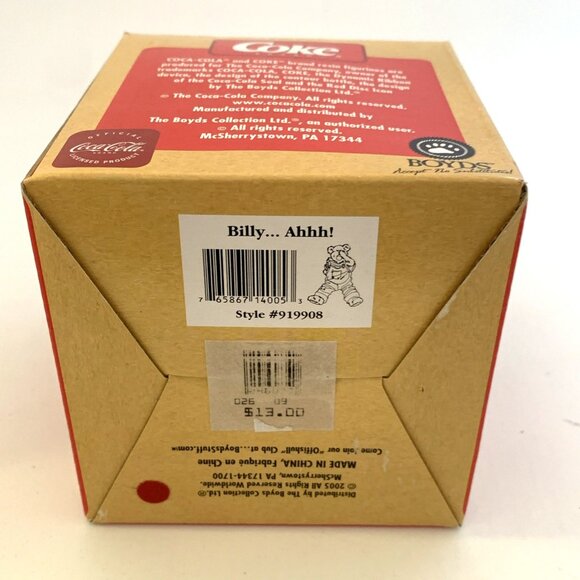 2005 Coca-Cola Boyds Bears Billy Ahhh! Figurine 1st Ed Bearstone Collection Vtg - Picture 13 of 13